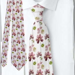 Botanique Shamrock de verdure rose   Cravate