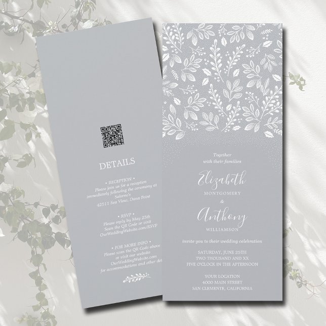 Botanique Tout en un Grey Mariage Invitations (Créateur téléchargé)