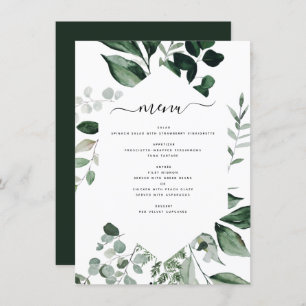 Botanique Verdure Foliage Aquarelle Menu Mariage