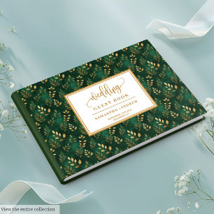 Botanique Vert foncé et Mariage d'or Livre d'hôtes