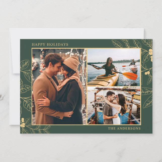 Botanique Vert Or Trois Photo Noël (Devant)