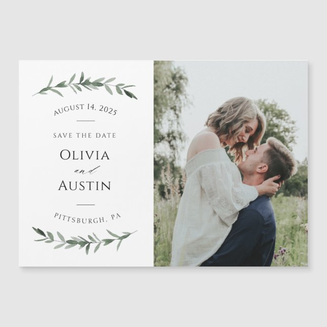 Botanique verte feuillue Enregistrer la date (Devant)