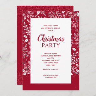 Botaniques blancs Cranberry Christmas Invitations