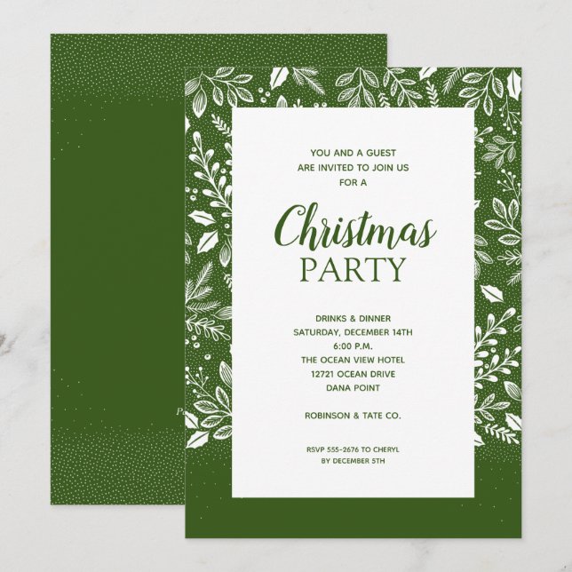 Botaniques blancs Noël Invitations (Devant / Derrière)