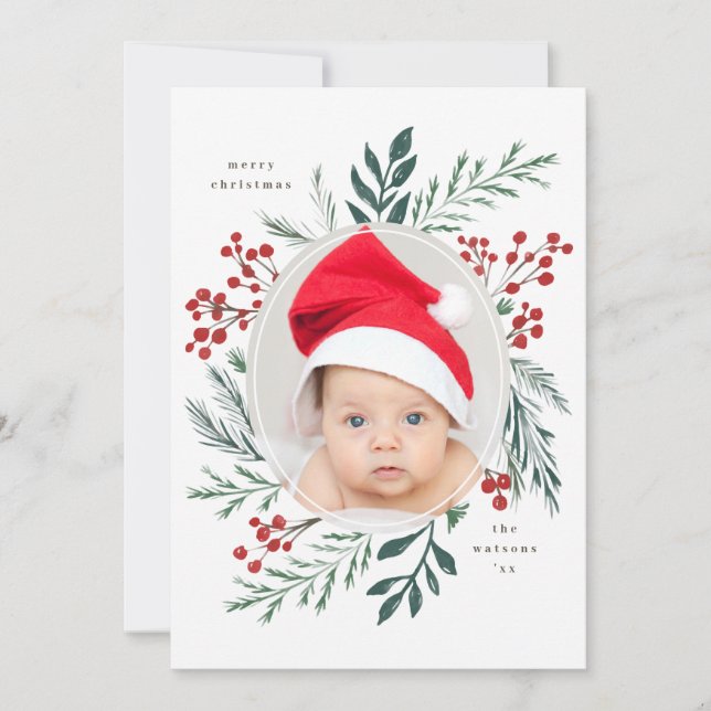 Botaniques d'hiver Elégante photo de Noël (Devant)