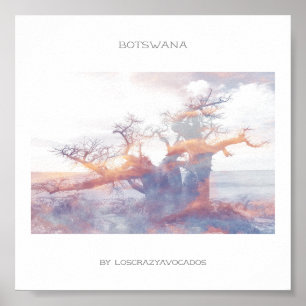 Botswana Kubu Island Baobab Travel Poster