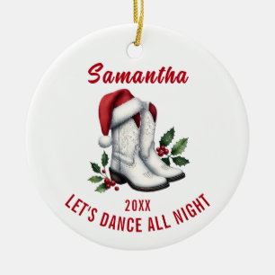 Botte blanche Cowboy Ornement de Père Noël