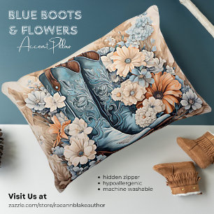 Botte et Coussin d'accentuation des fleurs bleues