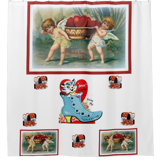 botte rouge blanc valentines douche rideau (Devant)