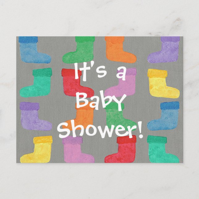 Bottes colorées Bébé Douche Invitations pour lui (Devant)