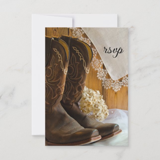 Bottes Cowboy et dentelle Western Wedding Carte RS (Devant)