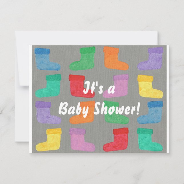 Bottes de bébé colorées Unisex Douche Invitations (Devant)