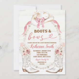 Bottes de coquette rose perle et faire-part de bab