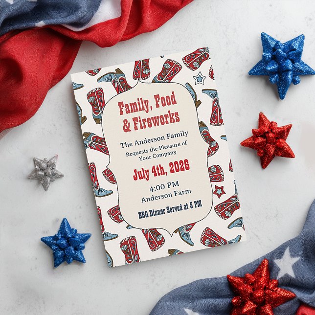 Bottes de cowboy Americana Invitation du 4 juillet (Créateur téléchargé)