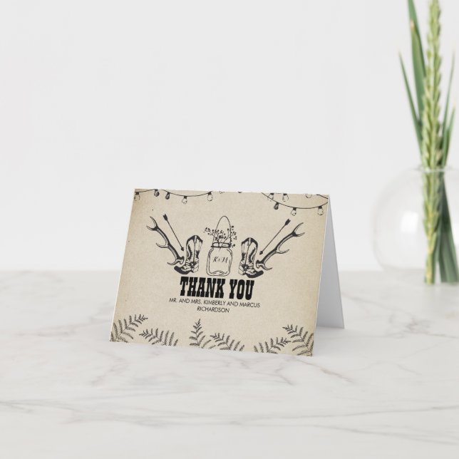 Bottes de Cowboy Country Mariage Rustique Merci (Devant)