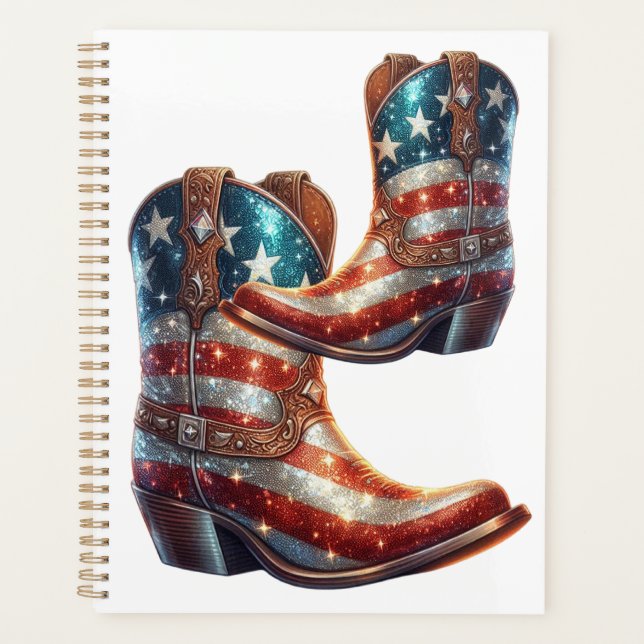 Bottes de cowboy Drapeau Américain Bling (Devant)