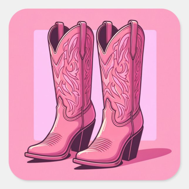 Bottes de cowgirl roses Stickers Western tendance (Devant)