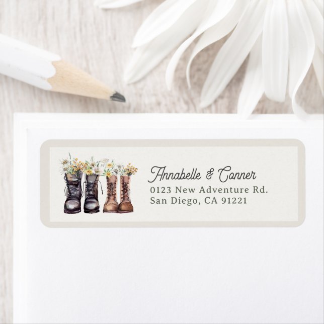 Bottes de randonnée florales Étiquette d'adresse d (En situation)