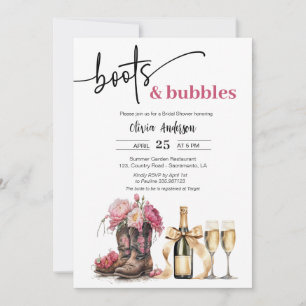 Bottes et bulles Carte d'invitation de la douche n