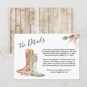 Bottes florales Cowboy Western Menu Choix Carte RS