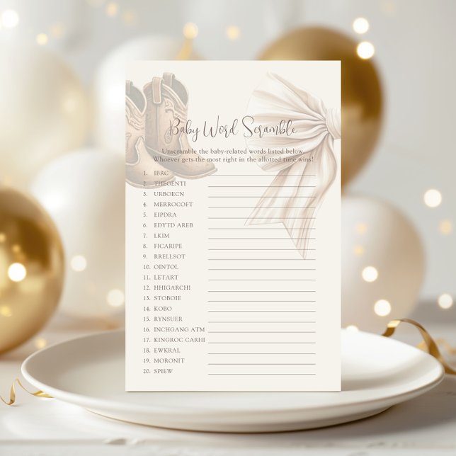 Bottes Ou Bows Genre Révéler Bébé Mot Scrambule (Créateur téléchargé)