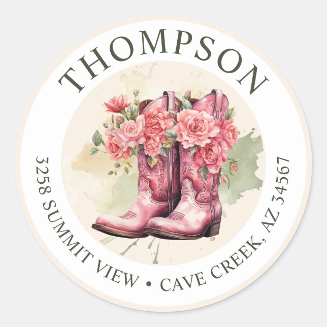 Bottes Pour Femme Avec Fleurs Étiquettes D'Adresse (Devant)