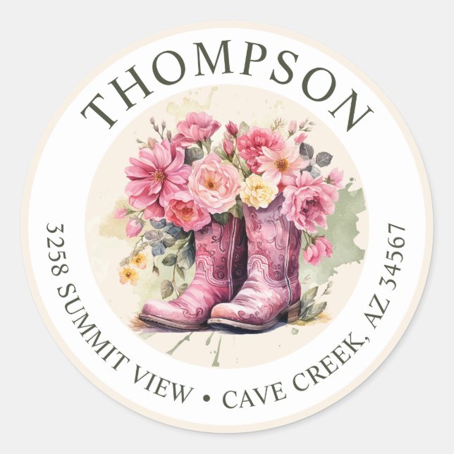 Bottes Pour Femme Avec Fleurs Étiquettes D'Adresse (Devant)