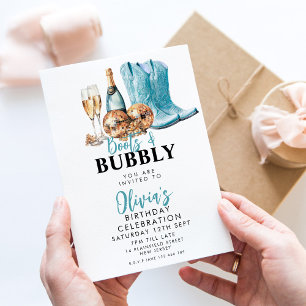 Bottes Turquoise Cowboy et Invitation Bubbly Party