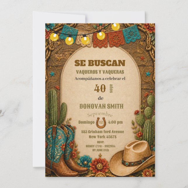 Bottes Western espagnoles carte d'anniversaire cow (Devant)