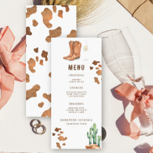 Bottes western et menu de baby shower de mariage p