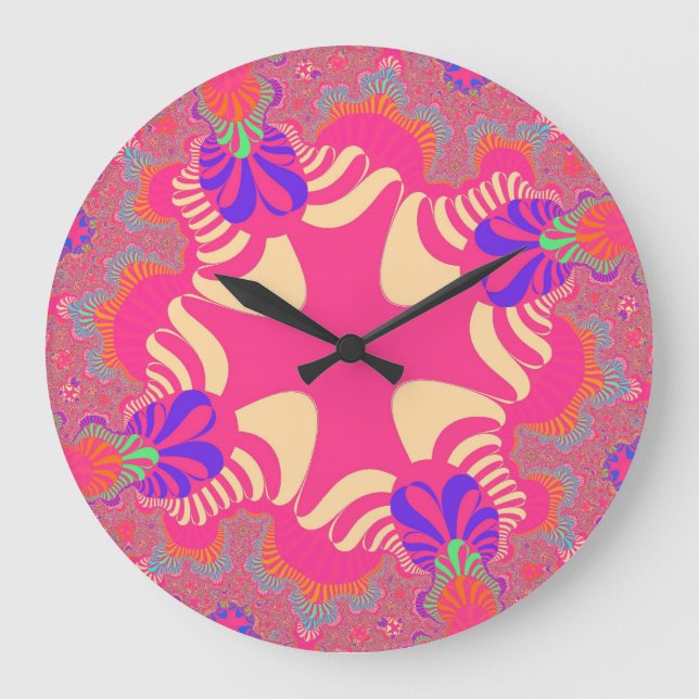 Boubblegme rose Personnalisé Croix Grande horloge  (Recto)