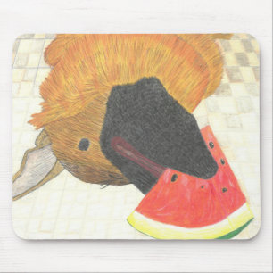 Bouche de chien et tapis de souris de pastèque