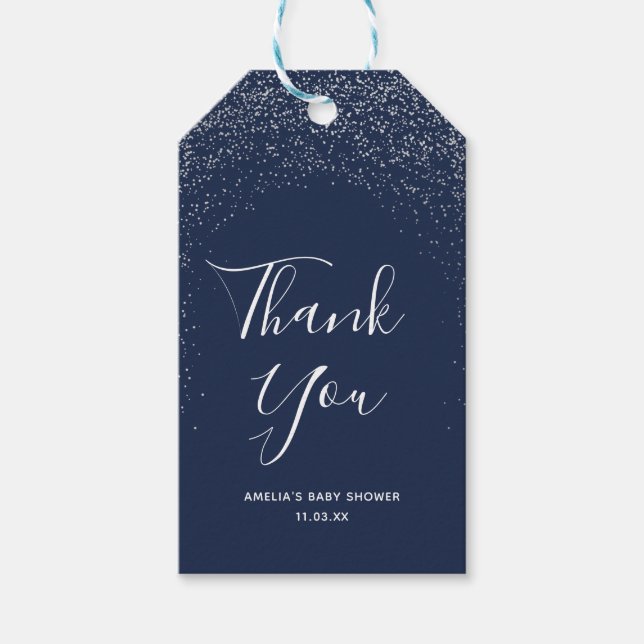 Bouche marine et argent - étiquette cadeau Merci (Devant)