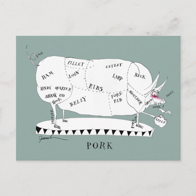 bouchers découpe cochon, tony fernandes carte post (Devant)