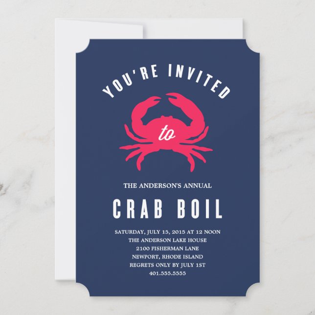 Bouchon de crabe | Invitation de fête d'été (Devant)