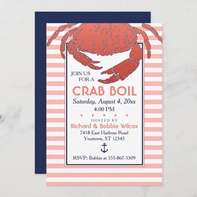 Bouchon de crabe | Invitation personnalisée à rayu (Devant / Derrière)