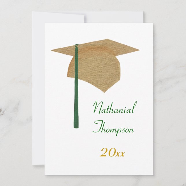 Bouchon de graduation Gold & Green et invitations  (Devant)