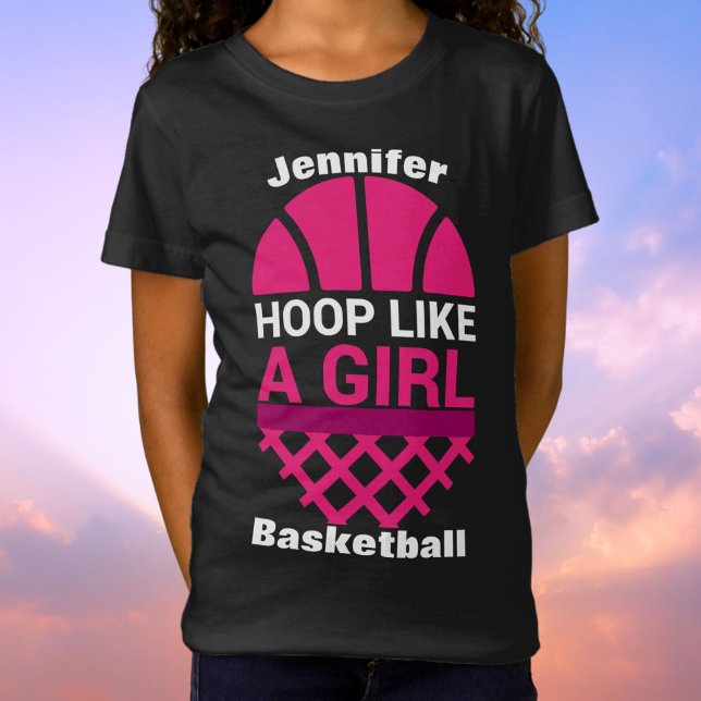 Boucle De Basket Filles Comme Une T-Shirt Fille (Girls Basketball Hoop Like A Girl T-Shirt)