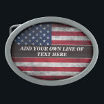Boucle De Ceinture Ovale Ajouter votre texte sur le drapeau américain<br><div class="desc">Ajouter votre texte sur le drapeau américain</div>