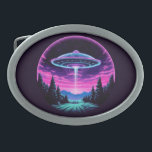Boucle De Ceinture Ovale Alien vaisseau spatial rétro futuriste<br><div class="desc">Entrez dans un monde d'émerveillement d'un autre monde avec notre fascinant vaisseau Alien Vaporwave Art esthétique Imprimer. Sur fond de ciel étoilé, cette scène captivante dépeint un vaisseau spatial alien flottant sur un champ nocturne serein, projetant une lueur éthérée qui baigne l'environnement dans une lumière surréaliste. Inspiré par l'esthétique rétro-futuriste...</div>
