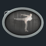 Boucle De Ceinture Ovale Arts martiaux cool<br><div class="desc">Cool grunge métal industriel look arts martiaux karaté kickboxing taekwondo kick "Tae Kwan Do" design. Idéal pour les cadeaux ! Disponible sur les tee - shirts, les boîtiers de smartphones, les mousepads, les porte - clés, les affiches, les cartes, les couvertures électroniques, les manches d'ordinateur portable / carnet, les casquettes,...</div>