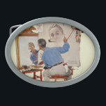 Boucle De Ceinture Ovale Autoportrait triple<br><div class="desc">Artiste : Norman Rockwell | Norman Rockwell peint son propre portrait</div>
