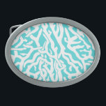 Boucle De Ceinture Ovale Beach Coral Reef Motif Nautique Blanc Bleu<br><div class="desc">Ce joli motif nautique reprenant d'inspiration océan / plage ressemble à un récif corallien tissé complexe en blanc sur une plage - arrière - plan bleu. L'élégante motif de la barrière de corail est faite dans un style pochoir. La couleur bleue rappelle les mers tropicales claires et claires. Ce design...</div>