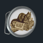 Boucle De Ceinture Ovale Books Kitty Cat Lecture<br><div class="desc">Bookworm Kitty Cat reposant sur sa bibliothèque,  lisant des livres imprimés sur des cadeaux.</div>