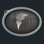 Boucle De Ceinture Ovale Boulon de foudre; noir Cool<br><div class="desc">Cool grunge métal industriel look électricien électrique éclair conception de puissance de boulon électrique. Idéal pour les cadeaux ! Disponible sur les tee - shirts, les boîtiers de smartphones, les mousepads, les porte - clés, les affiches, les cartes, les couvertures électroniques, les manches d'ordinateur portable / carnet, les casquettes, les...</div>