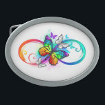 Boucle De Ceinture Ovale Bright infinity with rainbow butterfly<br><div class="desc">multicolor,  bright,  symbole of infinity with rainbow,  detailed butterfly monarch. Rainbow butterfly. Rainbow infinity.</div>