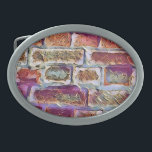 BOUCLE DE CEINTURE OVALE BRIQUES<br><div class="desc">Un design d'art d'un vieux mur de briques de cottage.</div>