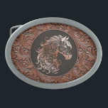 Boucle De Ceinture Ovale Brown cowgirl floral à outils cuir tête de cheval<br><div class="desc">Design Brown en cuir à outils fleuri cowgirl avec tête de cheval fleurie,  design en cuir de style occidental. Disponible en plus de couleurs. Pour les amateurs de chevaux,  équestres.</div>