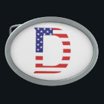 Boucle De Ceinture Ovale D Monogramme superposé sur le bcnt drapeau américa<br><div class="desc">D Monogramme superposé sur USA Flag Belt Buckle Design © Trinkets and Things 2017 - AHP Design. Tous droits réservés. 080517</div>