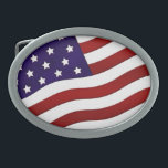 Boucle De Ceinture Ovale Drapeau américain<br><div class="desc">Ceinture patriotique avec une photo du drapeau des Etats-Unis d'Amérique. Un grand cadeau pour papa le jour des pères,  un vétéran,  ou toute personne patriotique.</div>